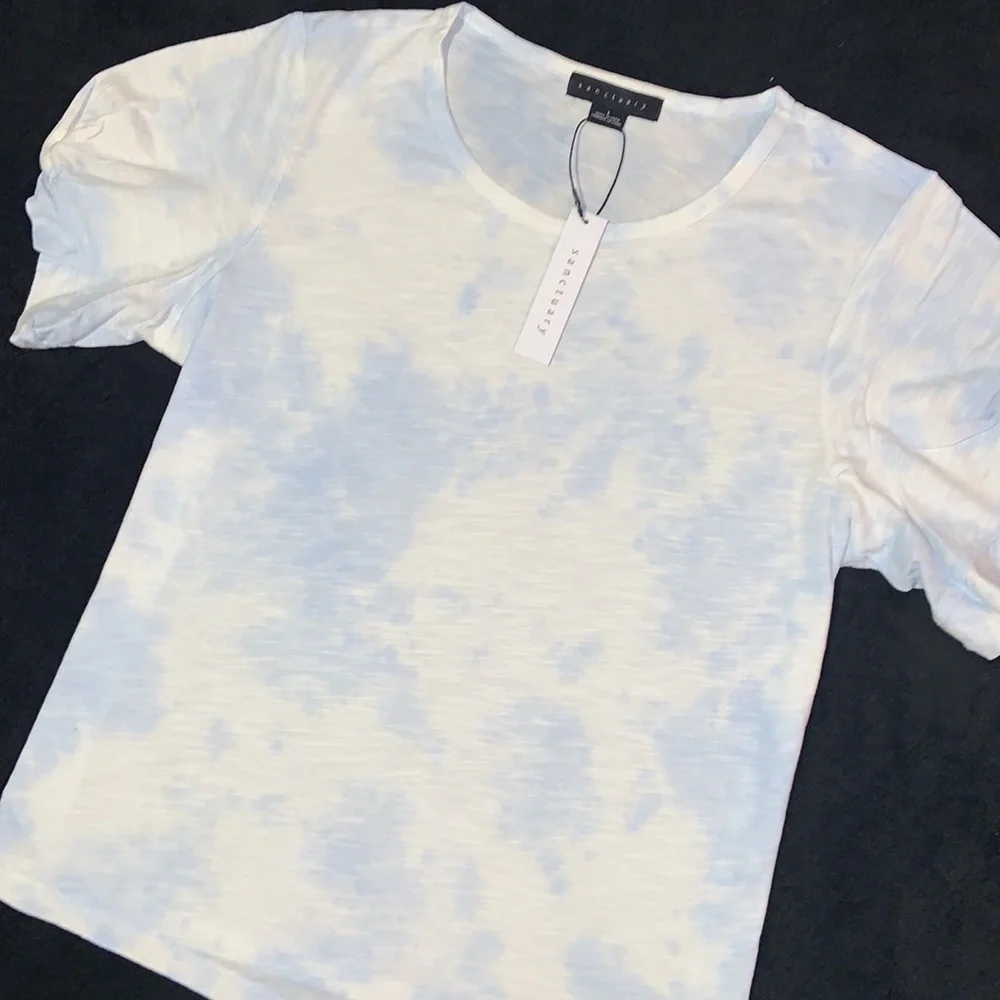 💥$10 SALE💥 NWT! Sanctuary Twist Capped Sleeve Shirt - Sky Blue - Picture 7 of 7